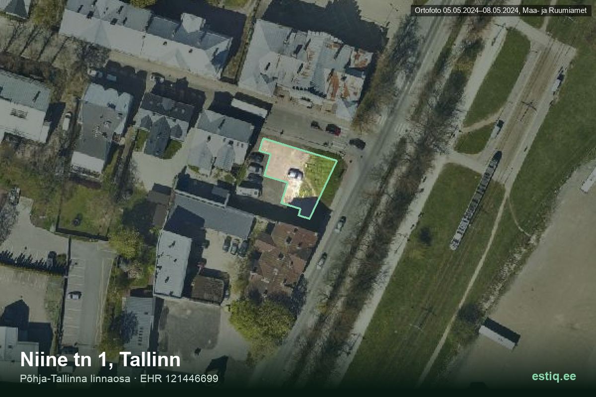 Niine tänav 1, Tallinn – hoone aerofoto, kontuur ehitisregistri (EHR) andmetest