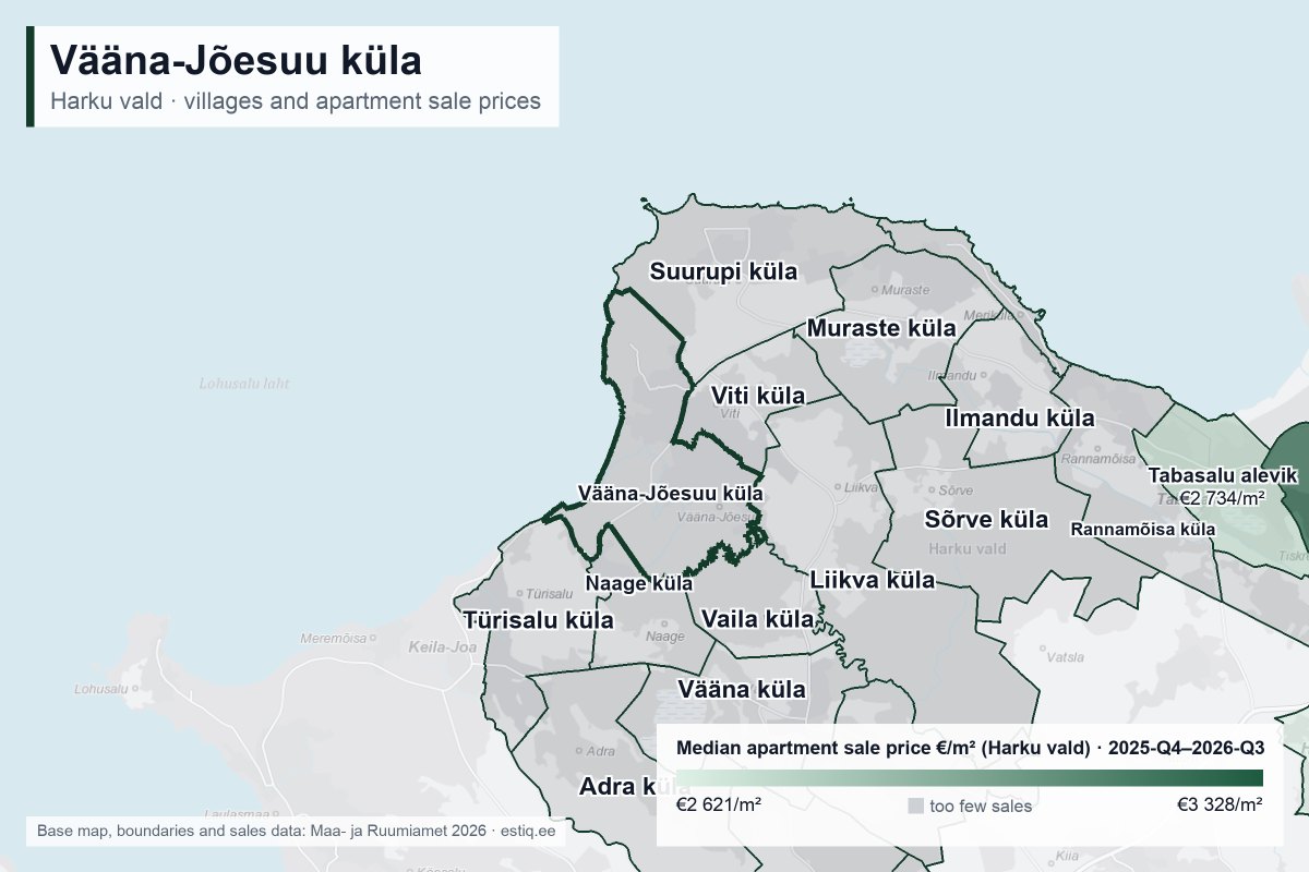 Vääna-Jõesuu küla, Harku vald – map of villages with median apartment sale prices €/m²