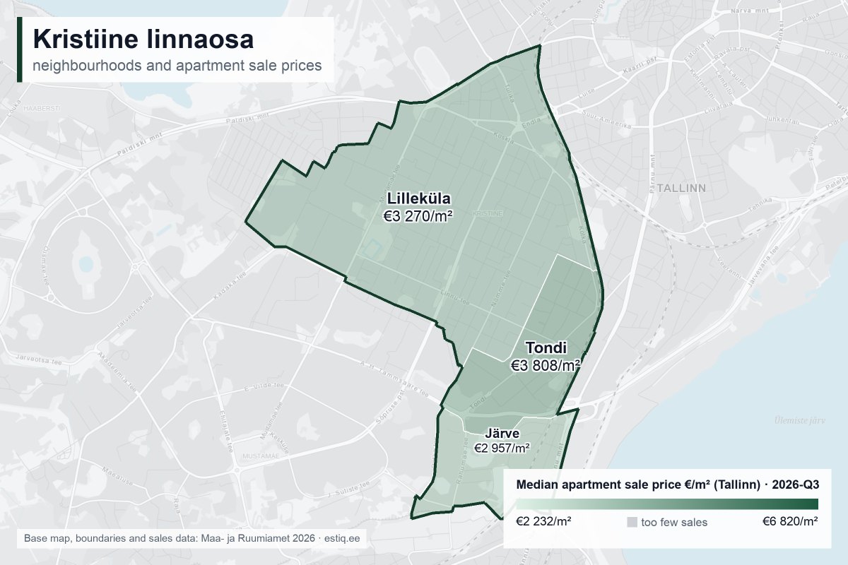 Apartment sale prices map: Kristiine