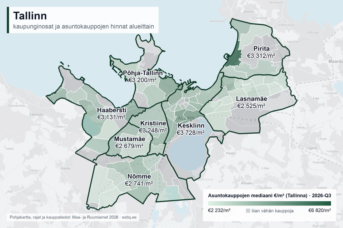 Tallinnan alueiden hintakartta