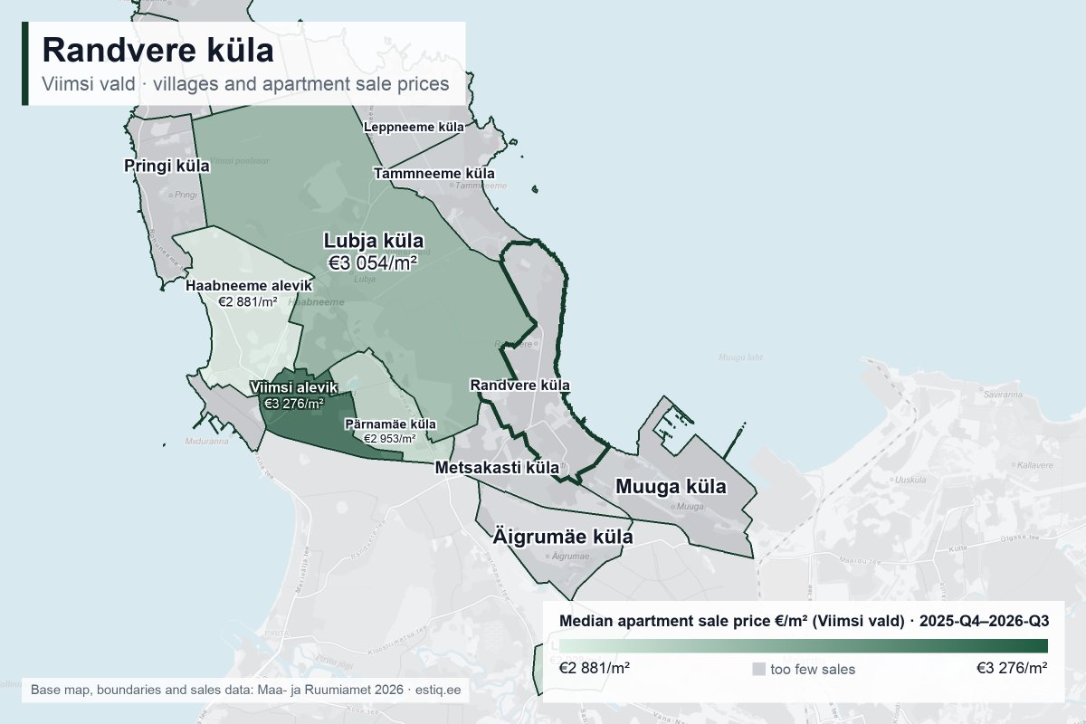 Randvere küla, Viimsi vald – map of villages with median apartment sale prices €/m²